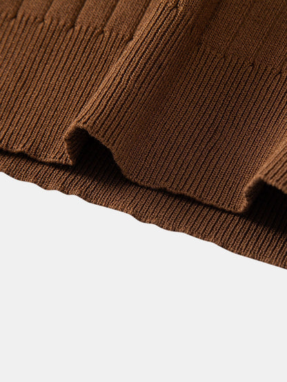 Striped V-Neck Knit Polo