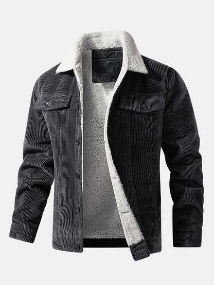 Teddy-Fleece Lined Cotton Corduroy Jacket