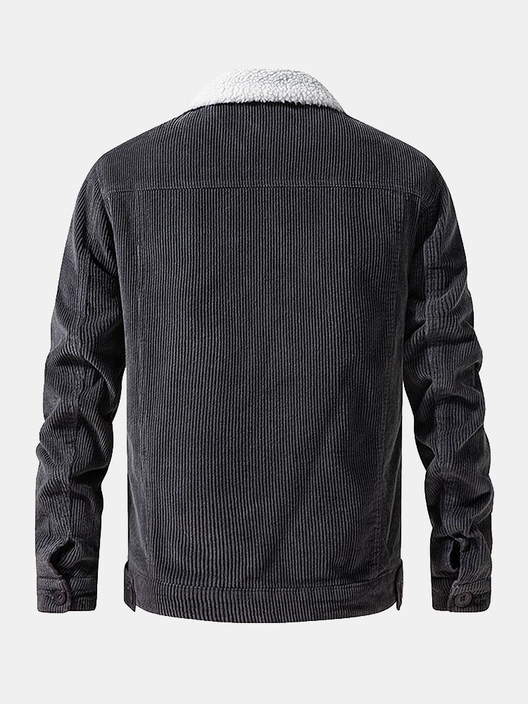 Teddy-Fleece Lined Cotton Corduroy Jacket