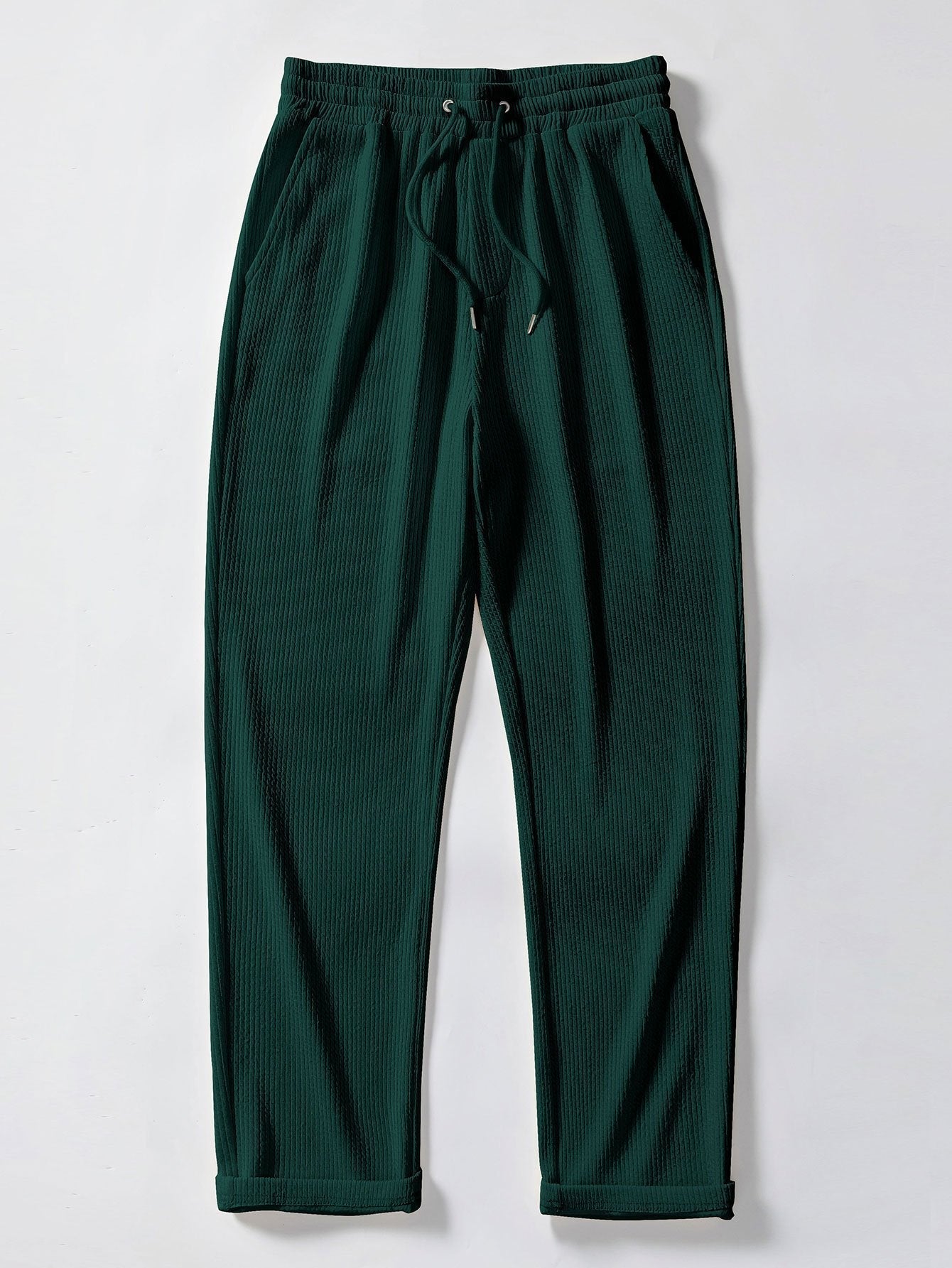 Textured V-Neck Polo & Trousers Set